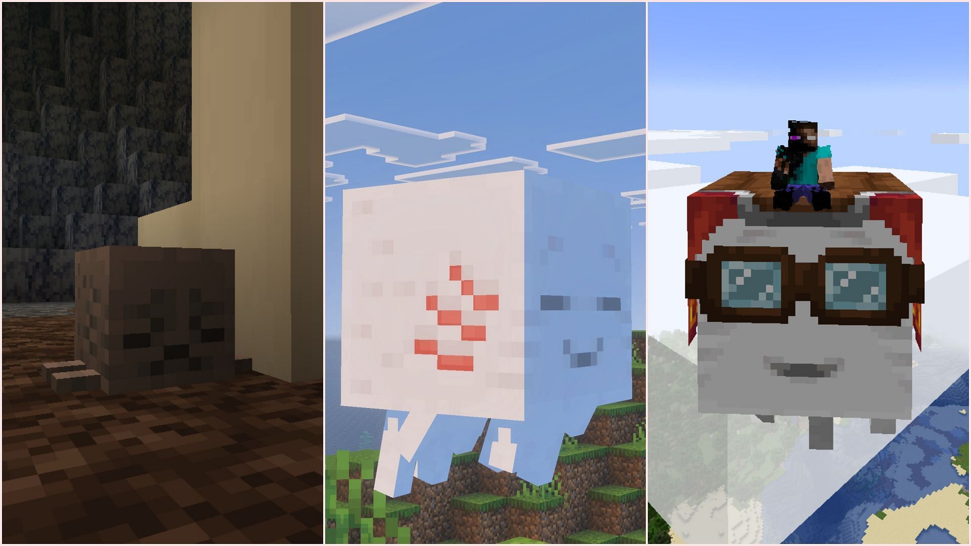 Dried ghast, ghastling, and happy ghast (Image via Sportskeeda Gaming || Mojang Studios)